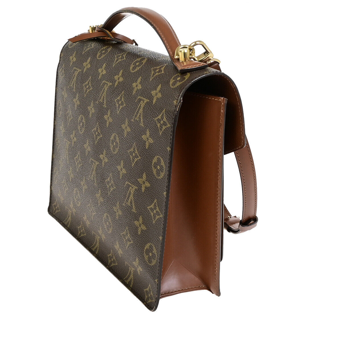 Louis Vuitton Monceau, Brown, Canvas, shoulder