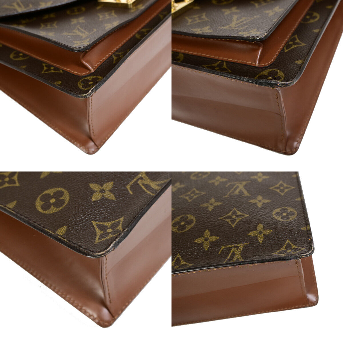 Louis Vuitton Monceau, Brown, Canvas, shoulder