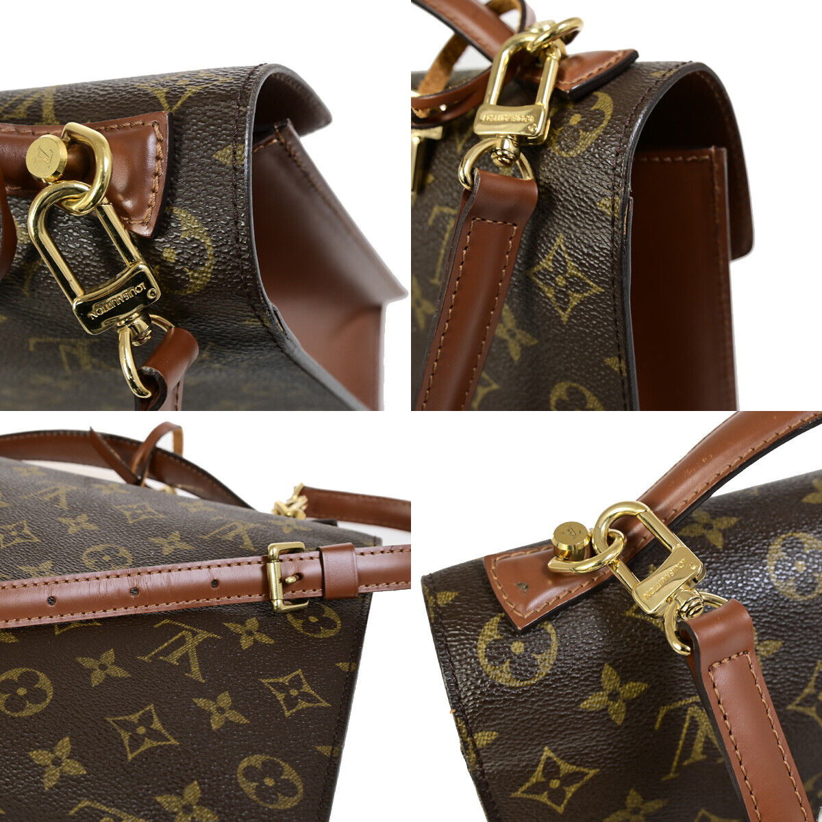 Louis Vuitton Monceau, Brown, Canvas, shoulder