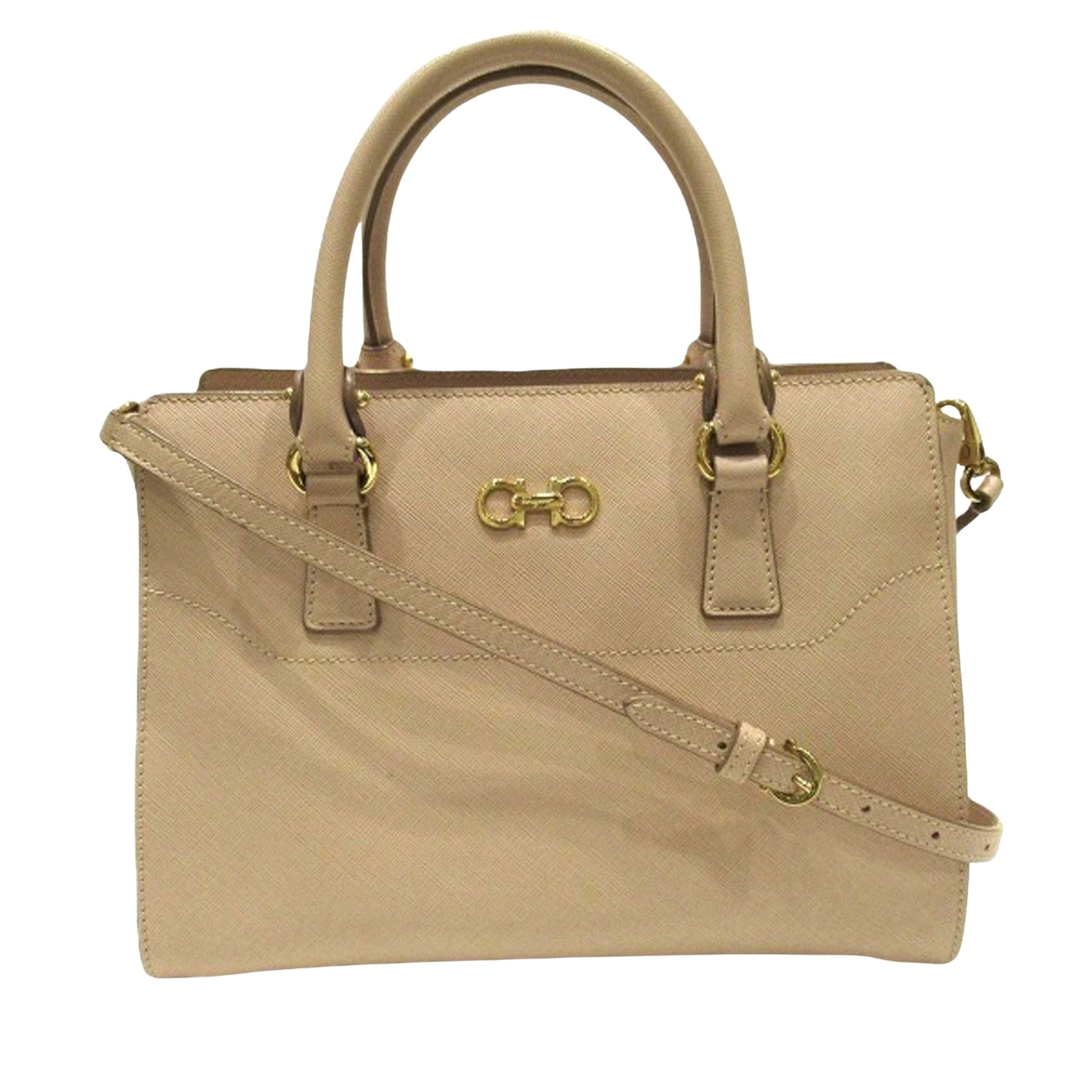 Salvatore Ferragamo Gancini, Beige, Leather, handbag