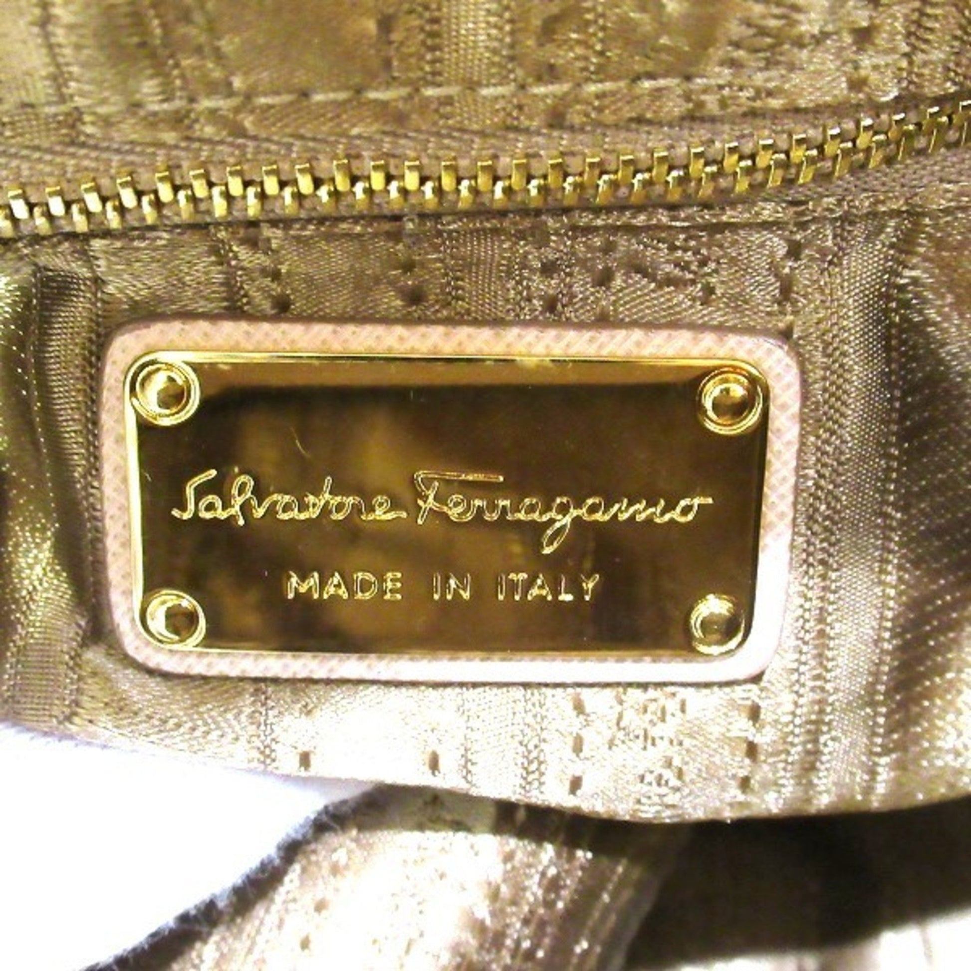 Salvatore Ferragamo Gancini, Beige, Leather, handbag