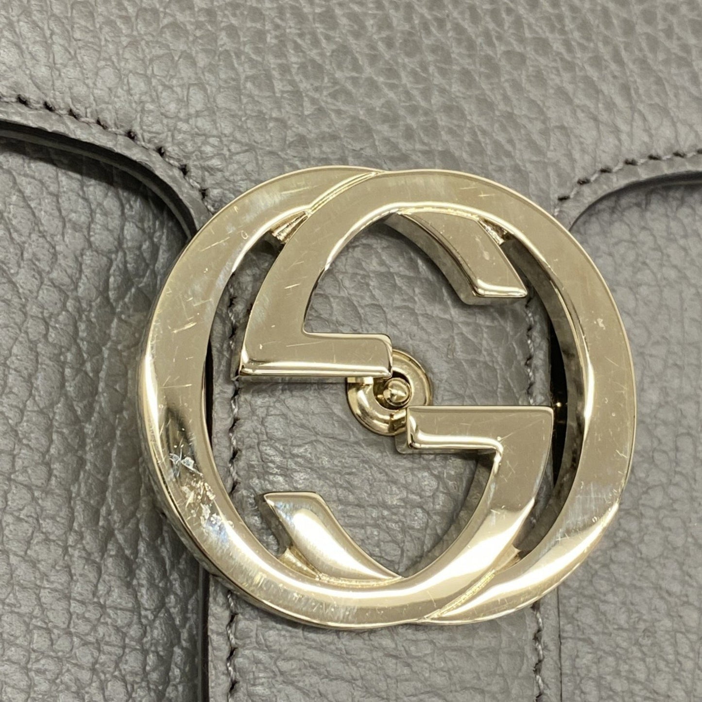 Gucci Interlocking G, Grey, Leather, shoulder