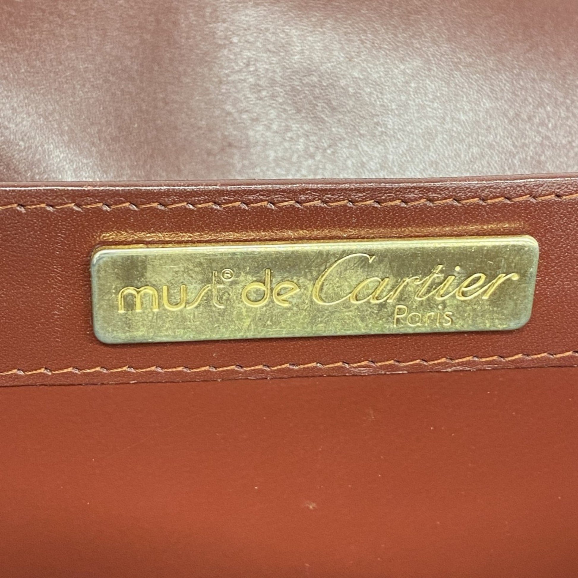 Cartier Must de Cartier, Burgundy, Leather, shoulder