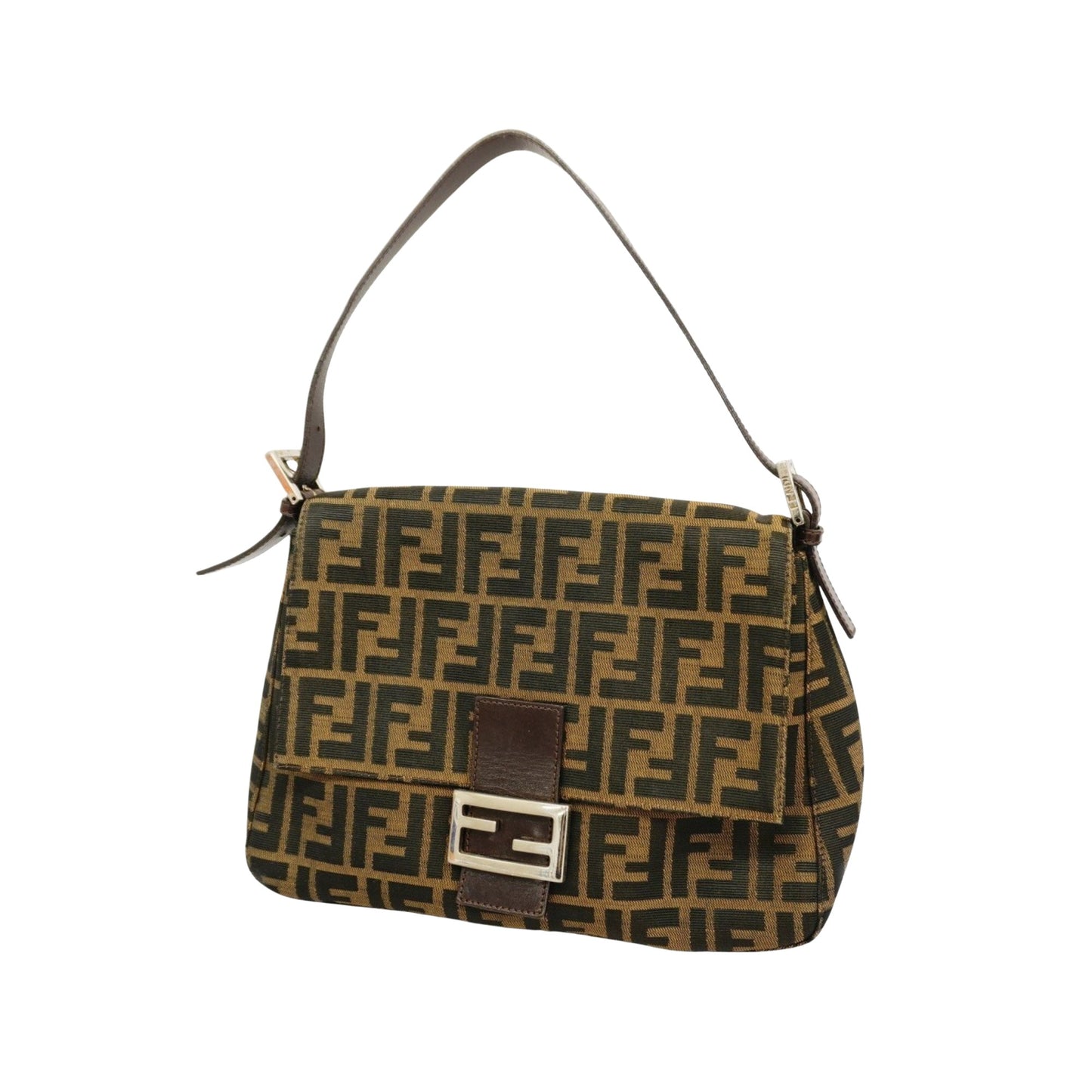 Fendi Mamma Baguette, Brown, Canvas, handbag