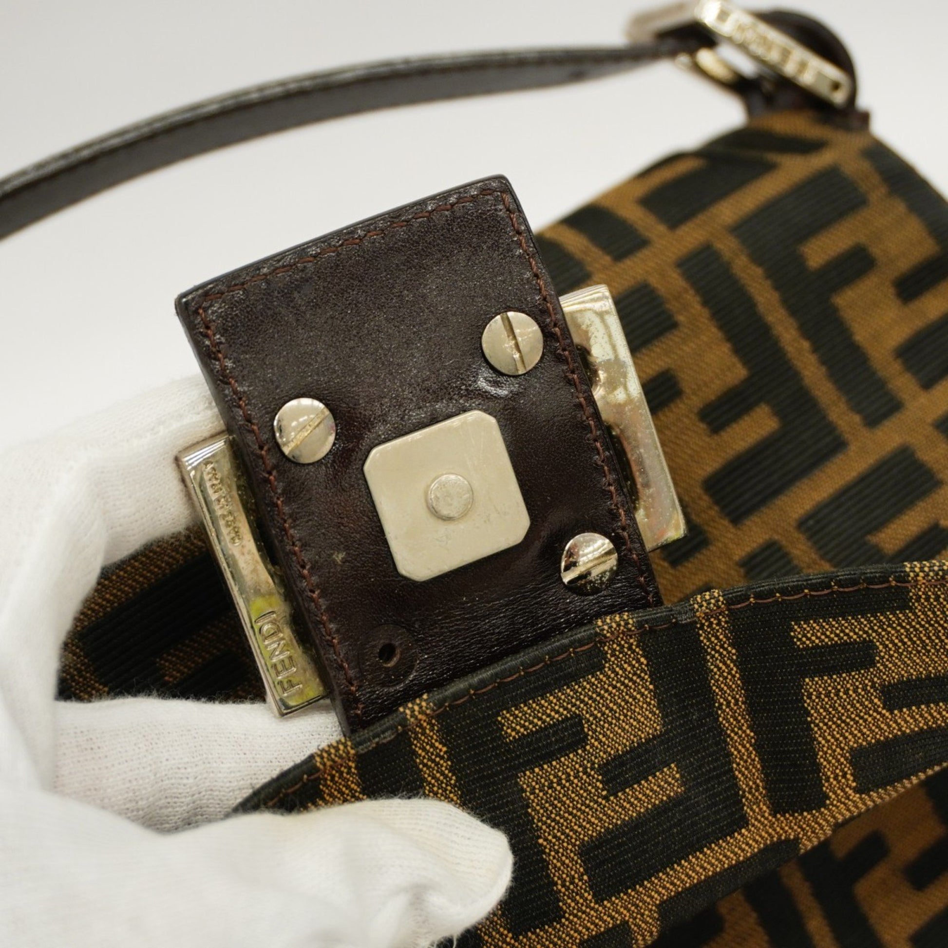 Fendi Mamma Baguette, Brown, Canvas, handbag