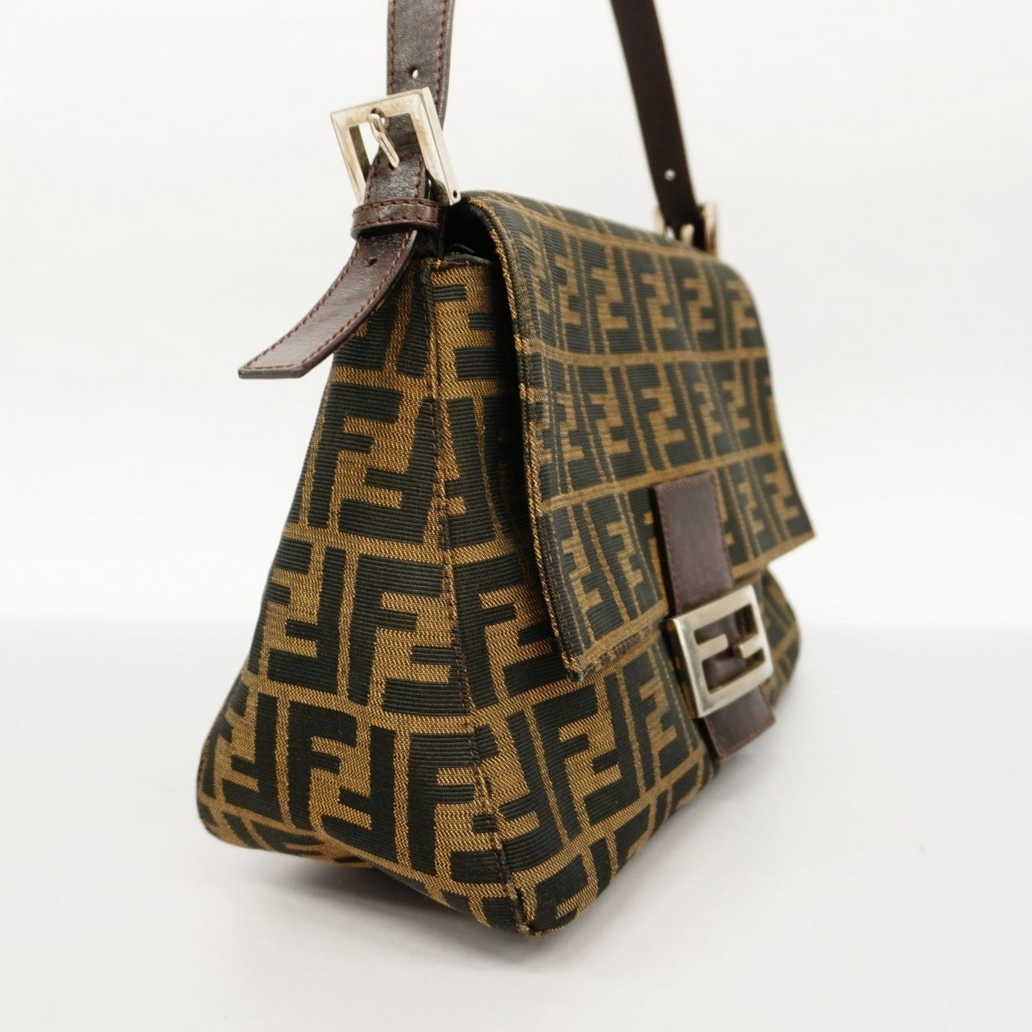 Fendi Mamma Baguette, Brown, Canvas, handbag