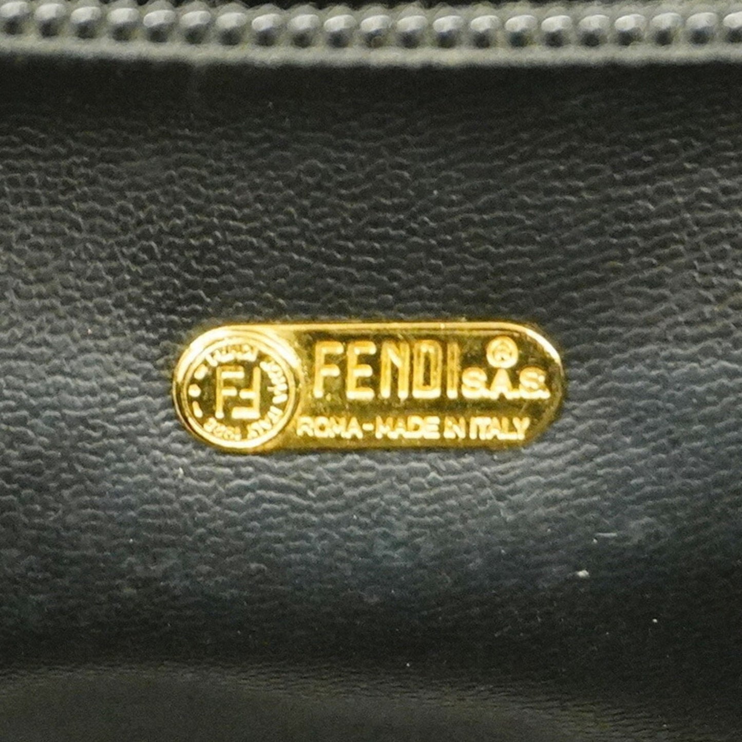 Fendi Pequin, Black, Canvas, handbag