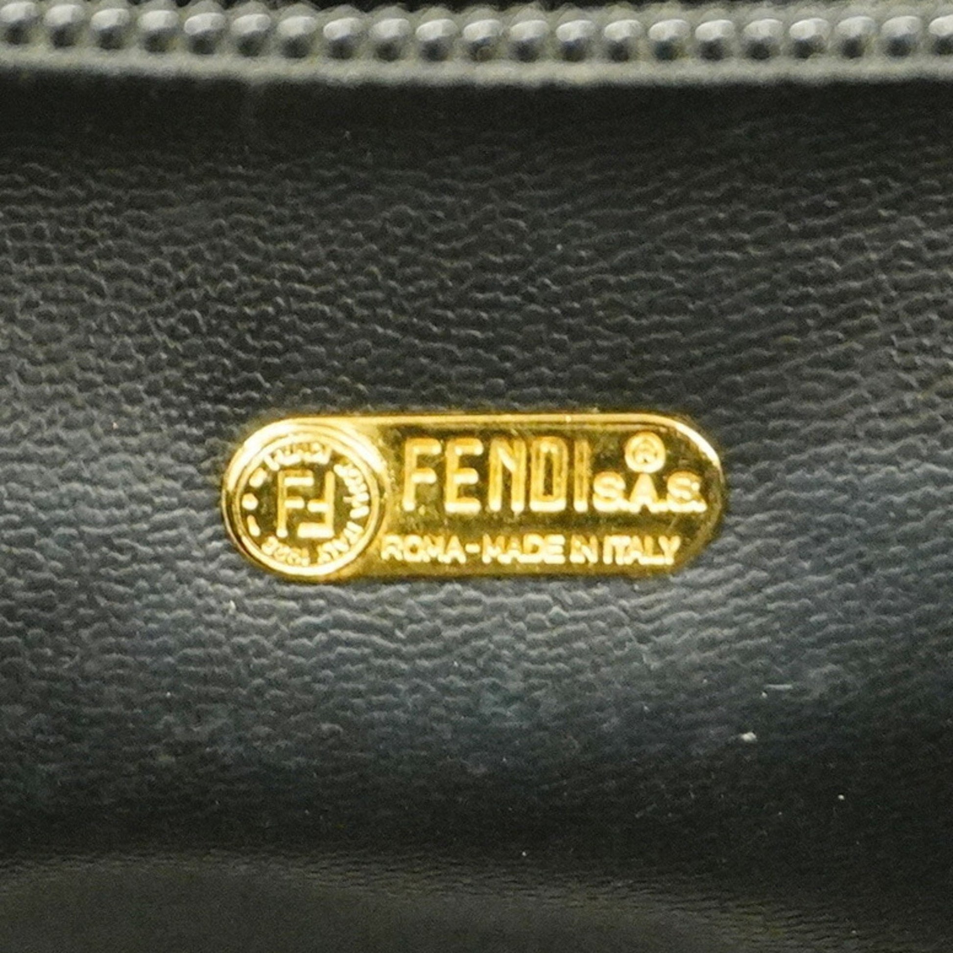 Fendi Pequin, Black, Canvas, handbag