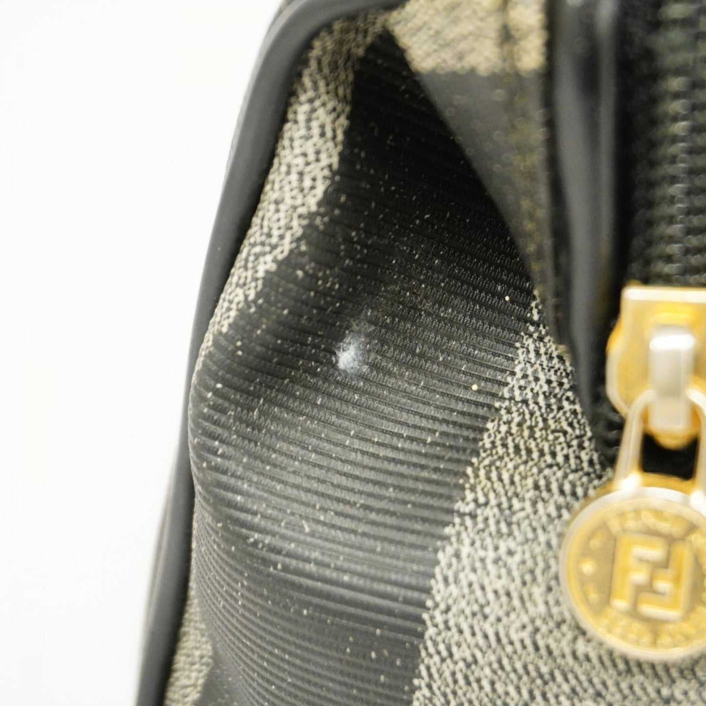 Fendi Pequin, Black, Canvas, handbag