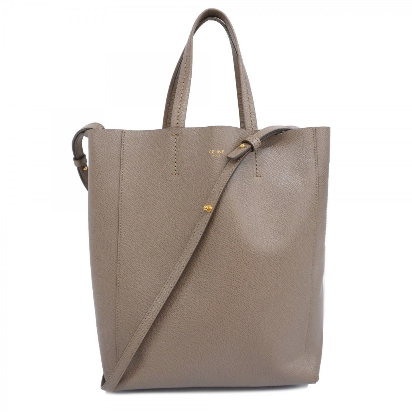 Céline Cabas, Brown, Leather, tote