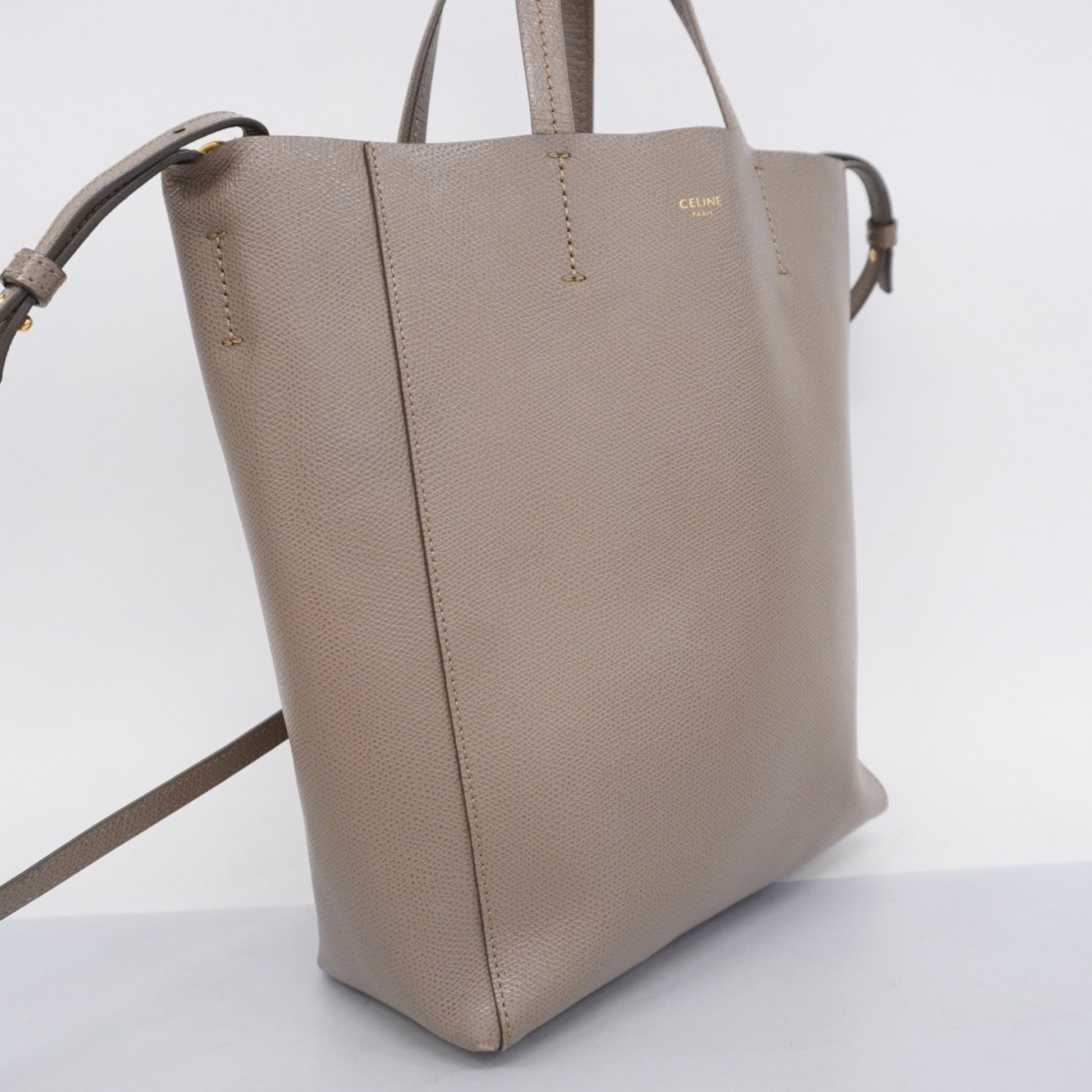 Céline Cabas, Brown, Leather, tote