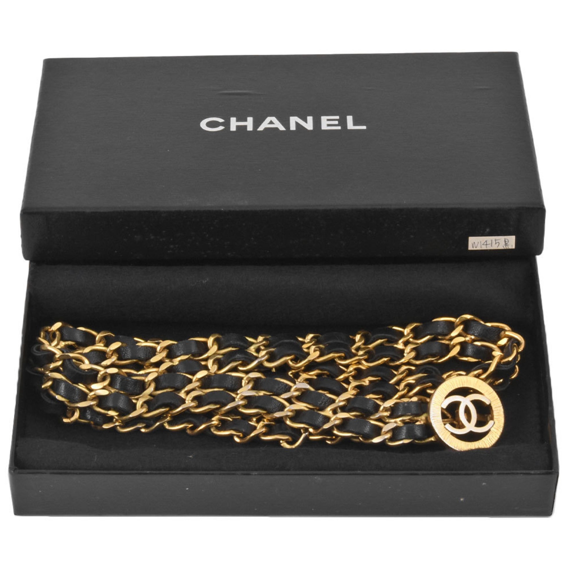 Chanel Coco Mark, Black, Leather, belt