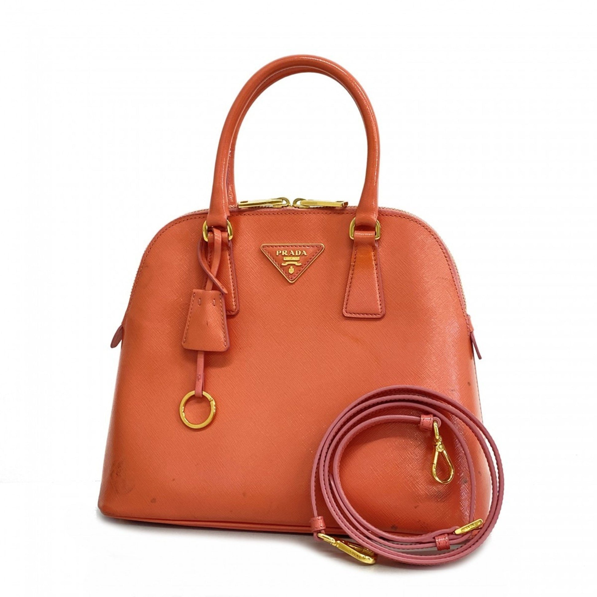 Prada Saffiano, Orange, Leather, handbag