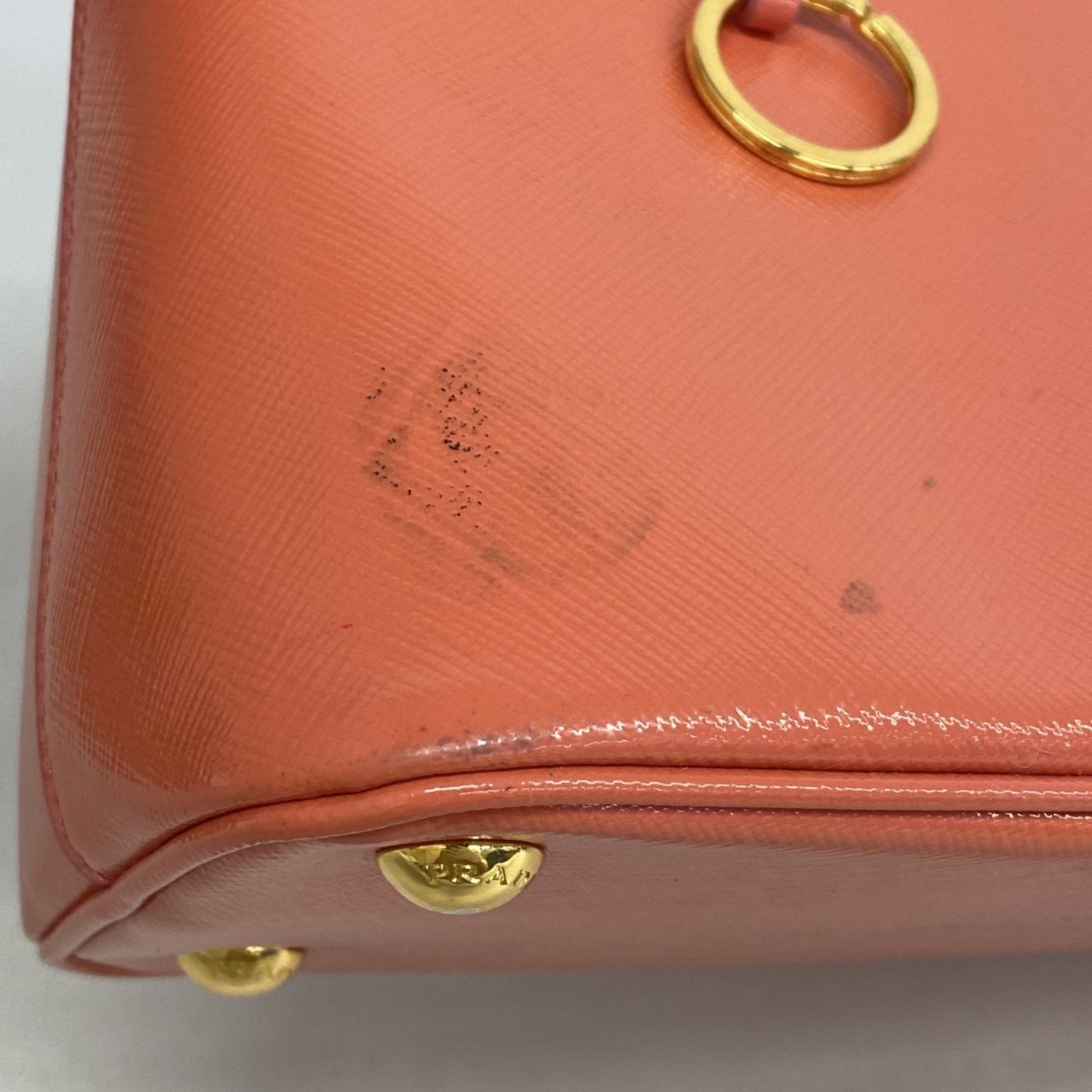 Prada Saffiano, Orange, Leather, handbag