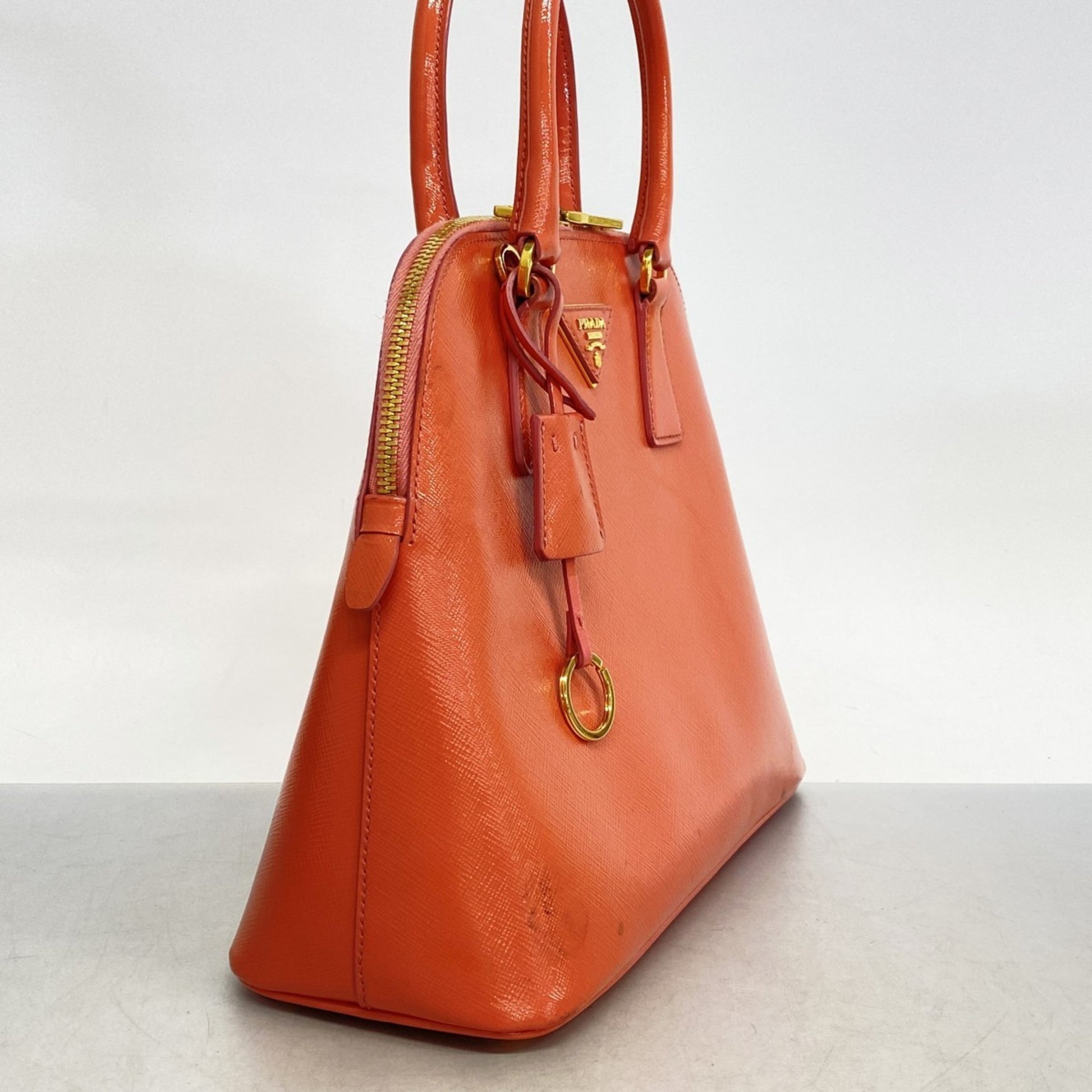 Prada Saffiano, Orange, Leather, handbag