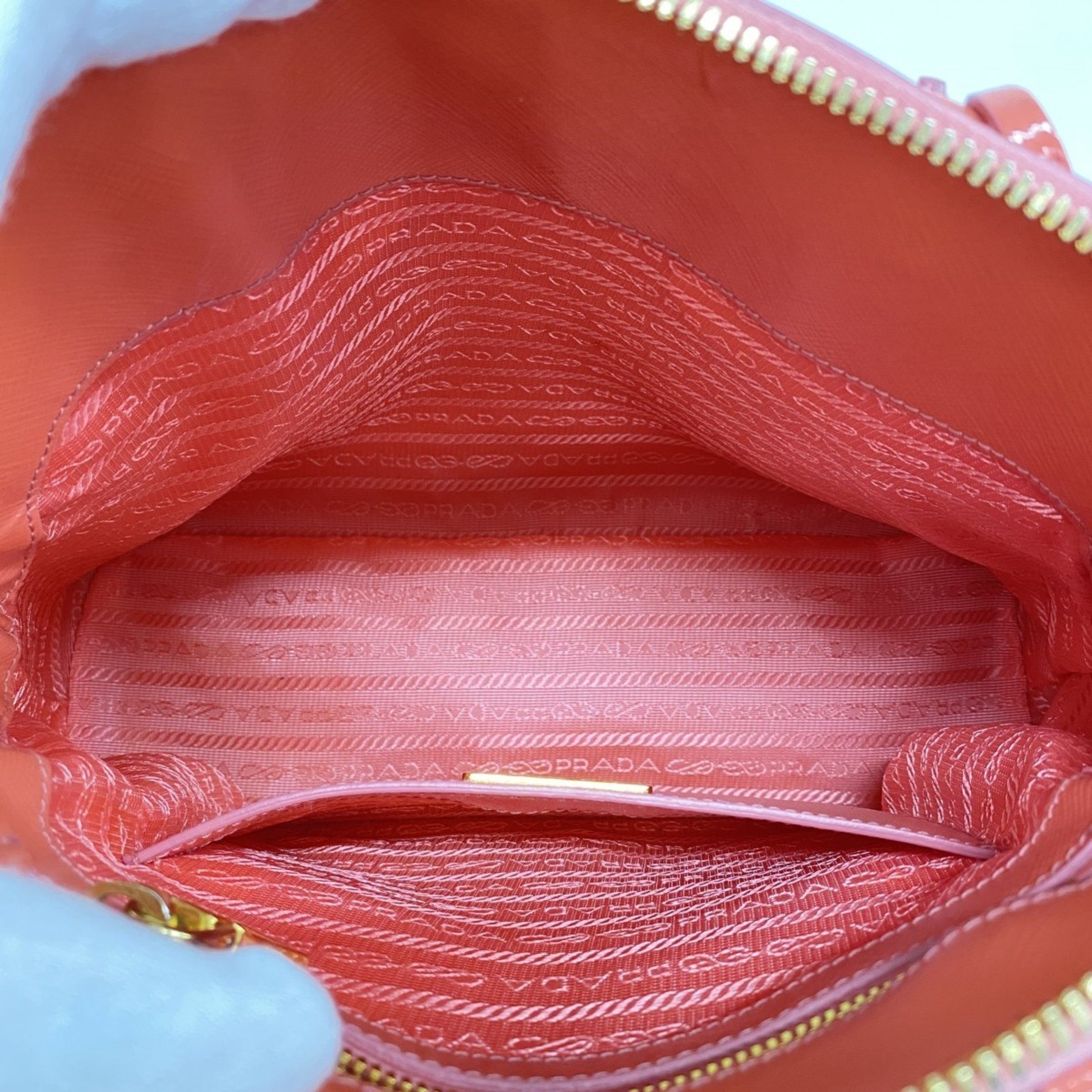 Prada Saffiano, Orange, Leather, handbag