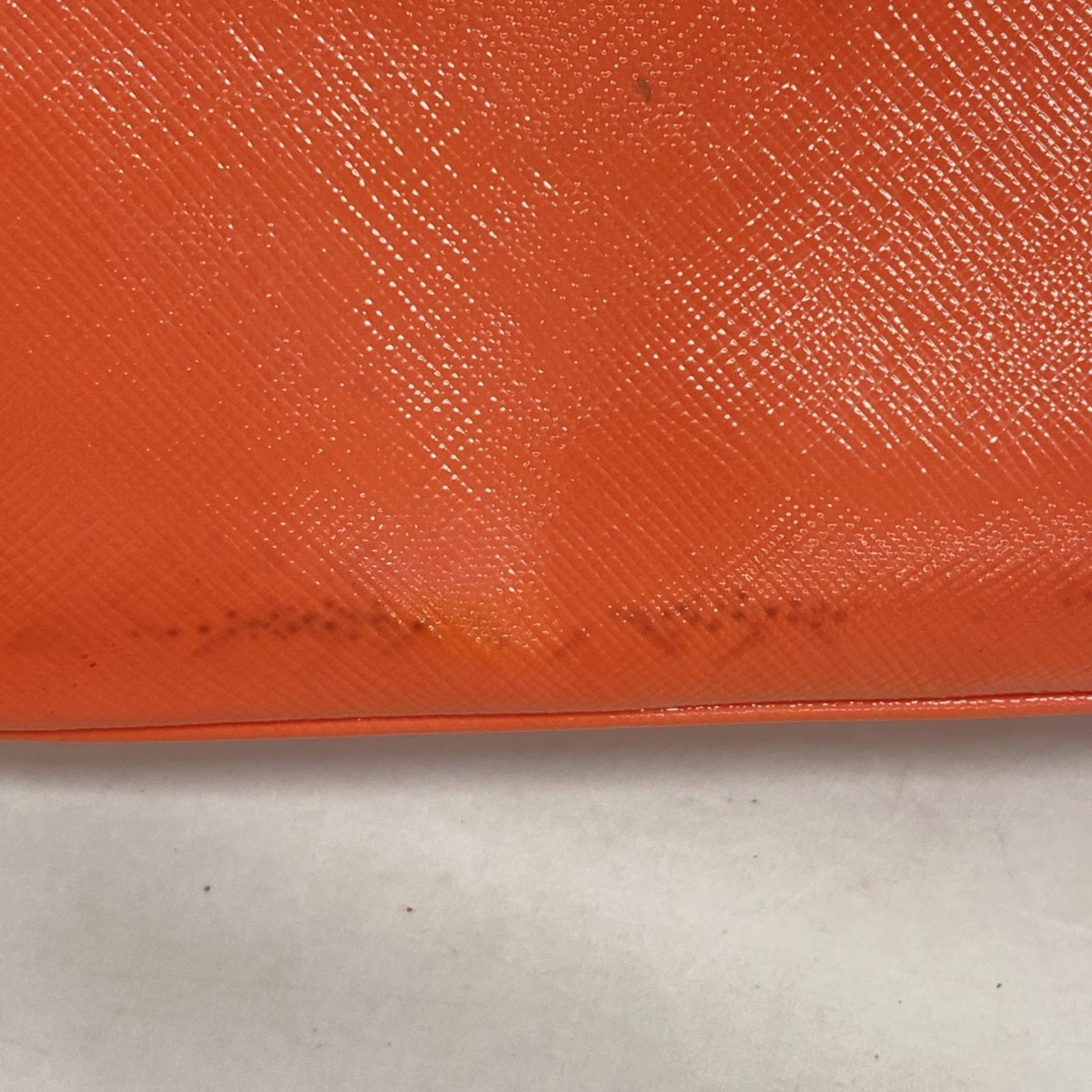 Prada Saffiano, Orange, Leather, handbag