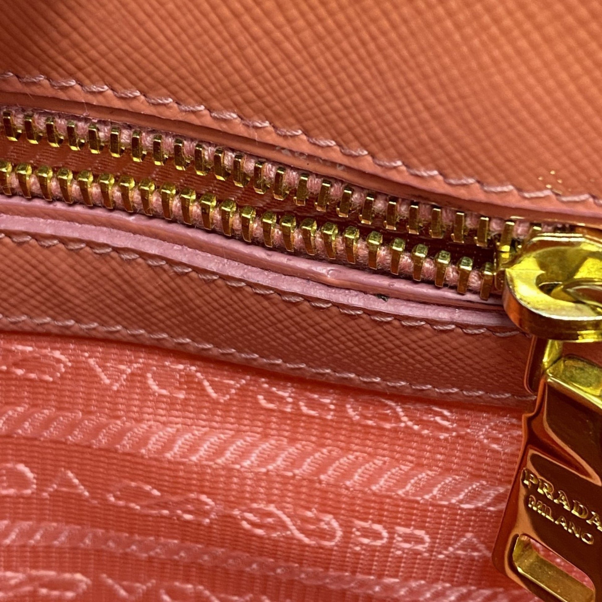 Prada Saffiano, Orange, Leather, handbag