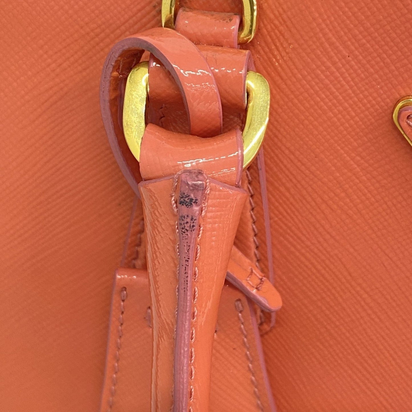 Prada Saffiano, Orange, Leather, handbag