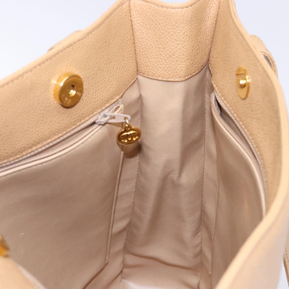 Chanel Coco Mark, Beige, Leather, tote