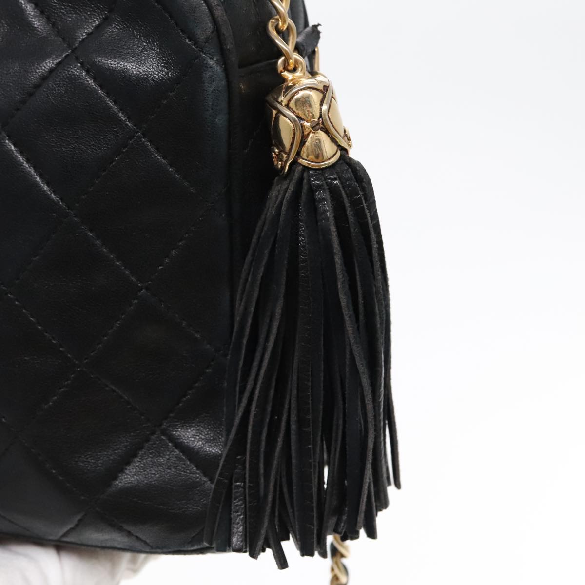 Chanel Fringe, Black, Leather, shoulder