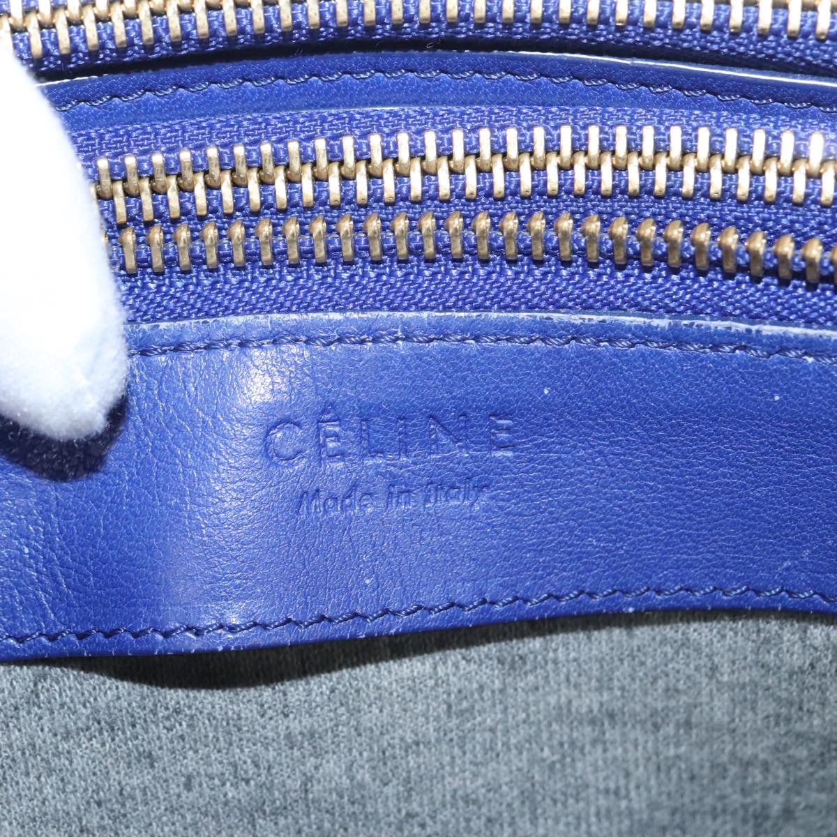 Céline Trio, Blue, Leather, shoulder