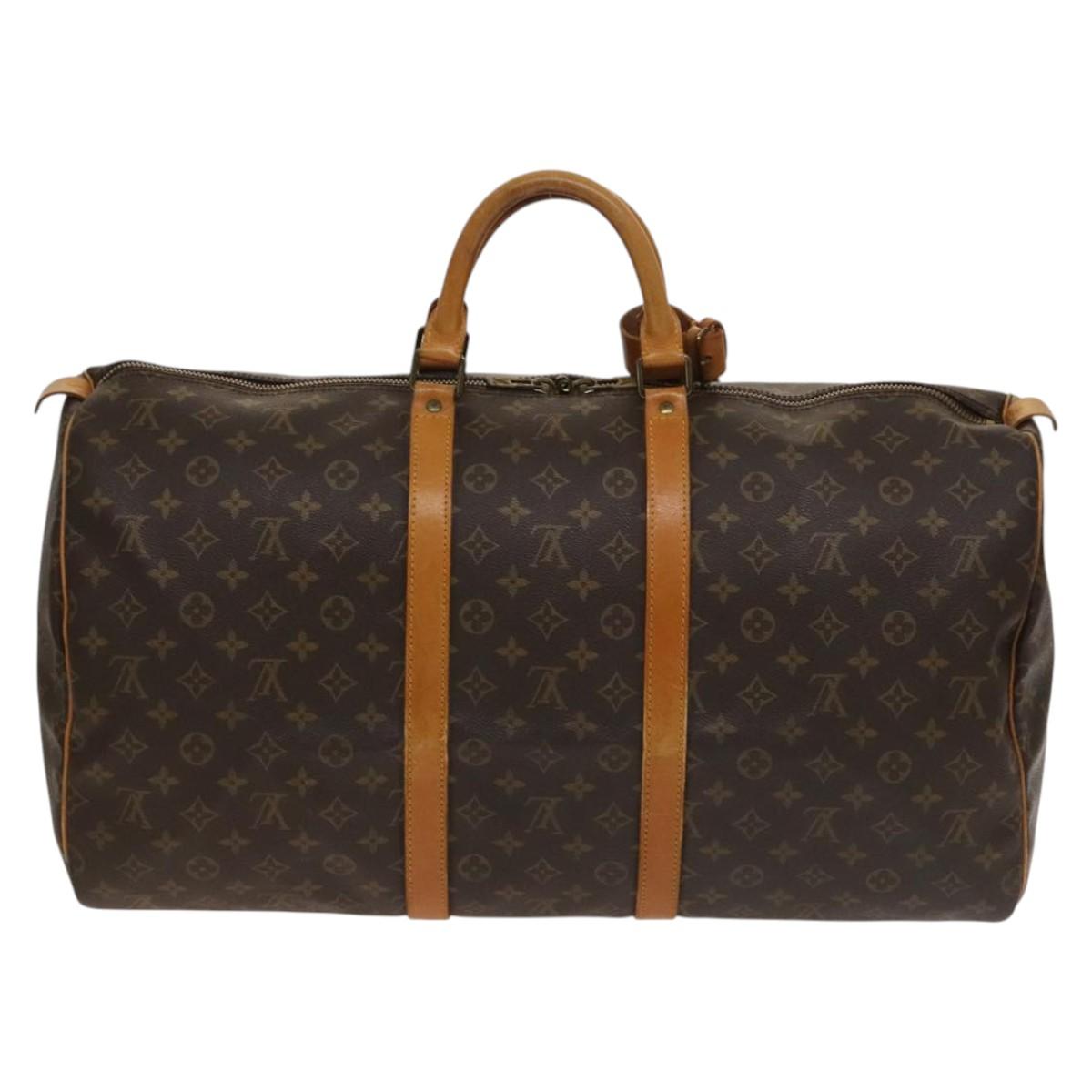 Louis Vuitton Keepall 55, Brown, Canvas, travel