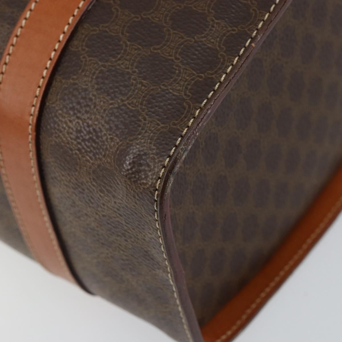 Celine Vintage Macadam Macadam, Brown, Canvas, Handbag