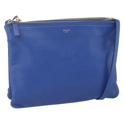 Celine Trio Crossbody Bag Leather, BLUE, LEATHER, Shoulder bag