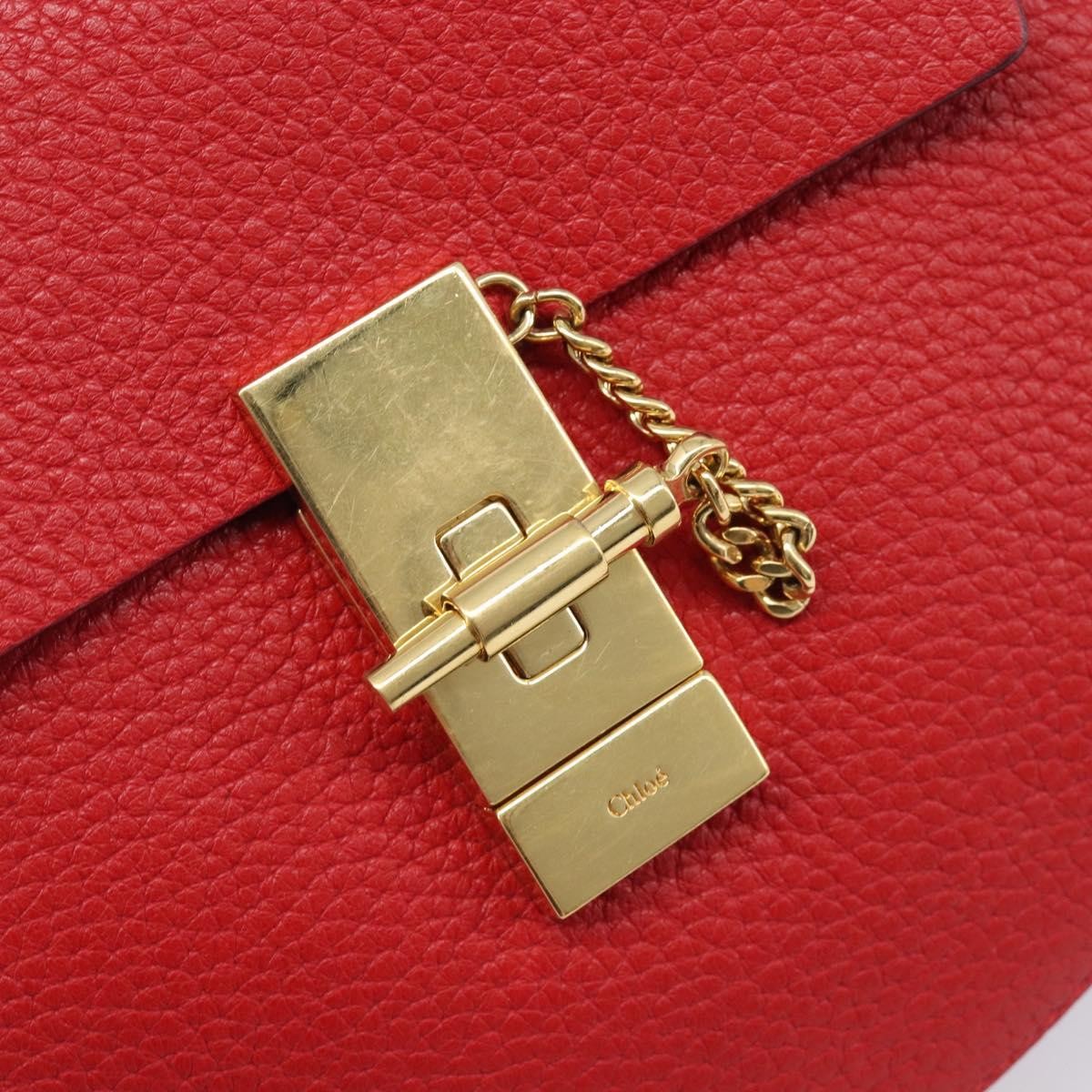 Chloe Drew Leather, Red, Leather, Crossbody Bag
