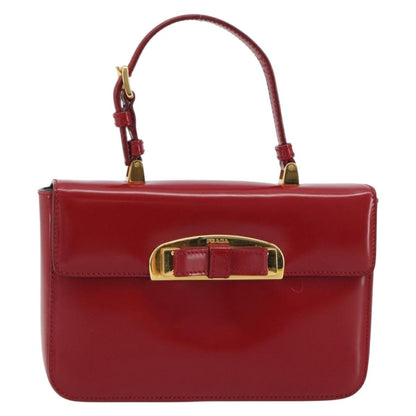 Prada Bow Top handle Leather, Red, Leather, Handbag