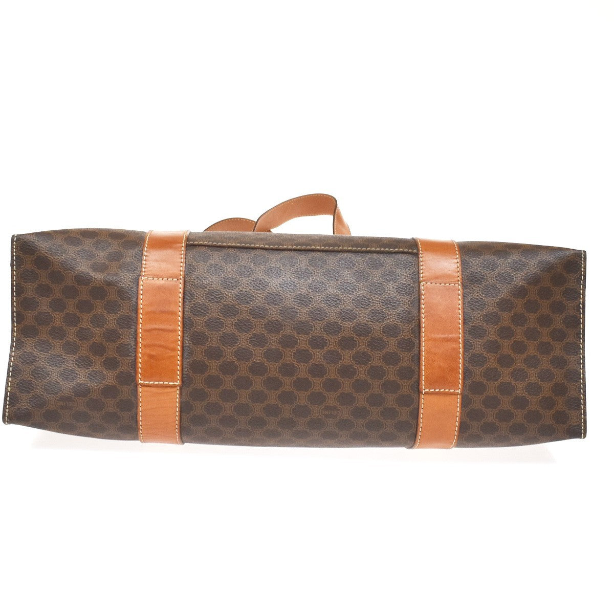 Celine Vintage Macadam Shopper Coated Canvas, Brown, Canvas, Tote Bag