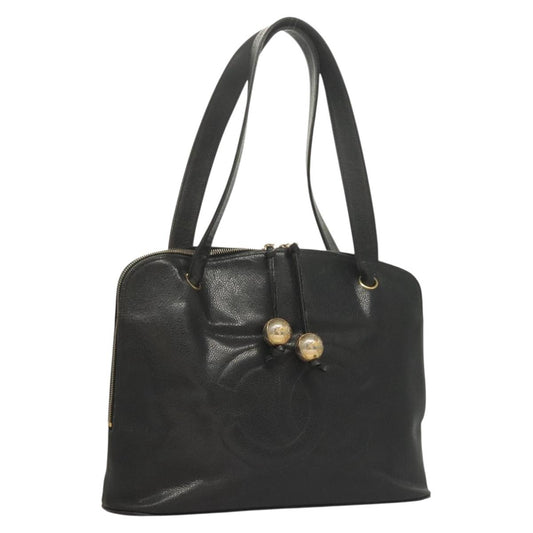 Chanel Coco Mark, Black, Leather, tote