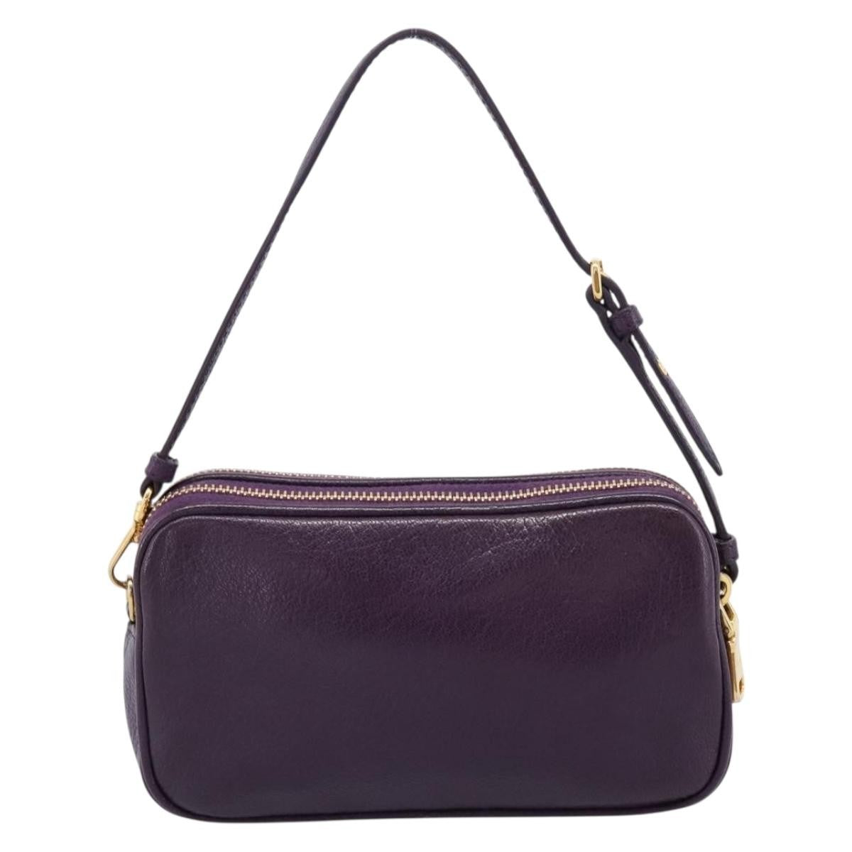 Miu Miu Double Zip Pochette Printed Leather, Purple, Leather, Clutch