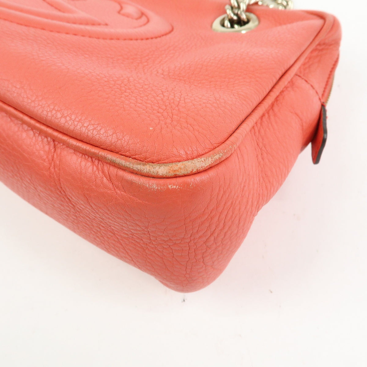 Gucci Soho Chain Zip Leather, Pink, Leather, Shoulder Bag