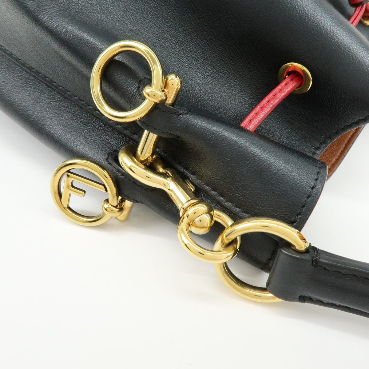 Fendi Mon Tresor Bucket Perforated Leather, Black, Leather, Handbag
