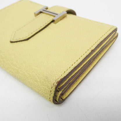 Hermes Bearn Chevre Mysore, Yellow, Leather, Wallet