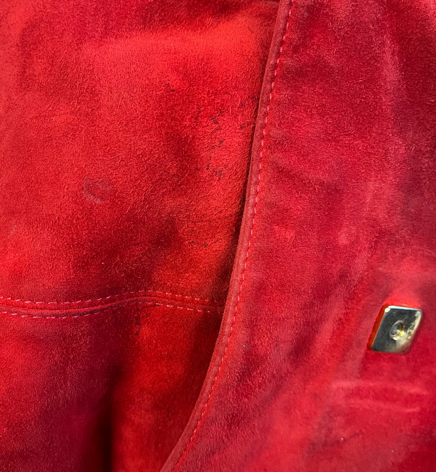 Fendi Baguette Leather, Red, Suede, Shoulder Bag
