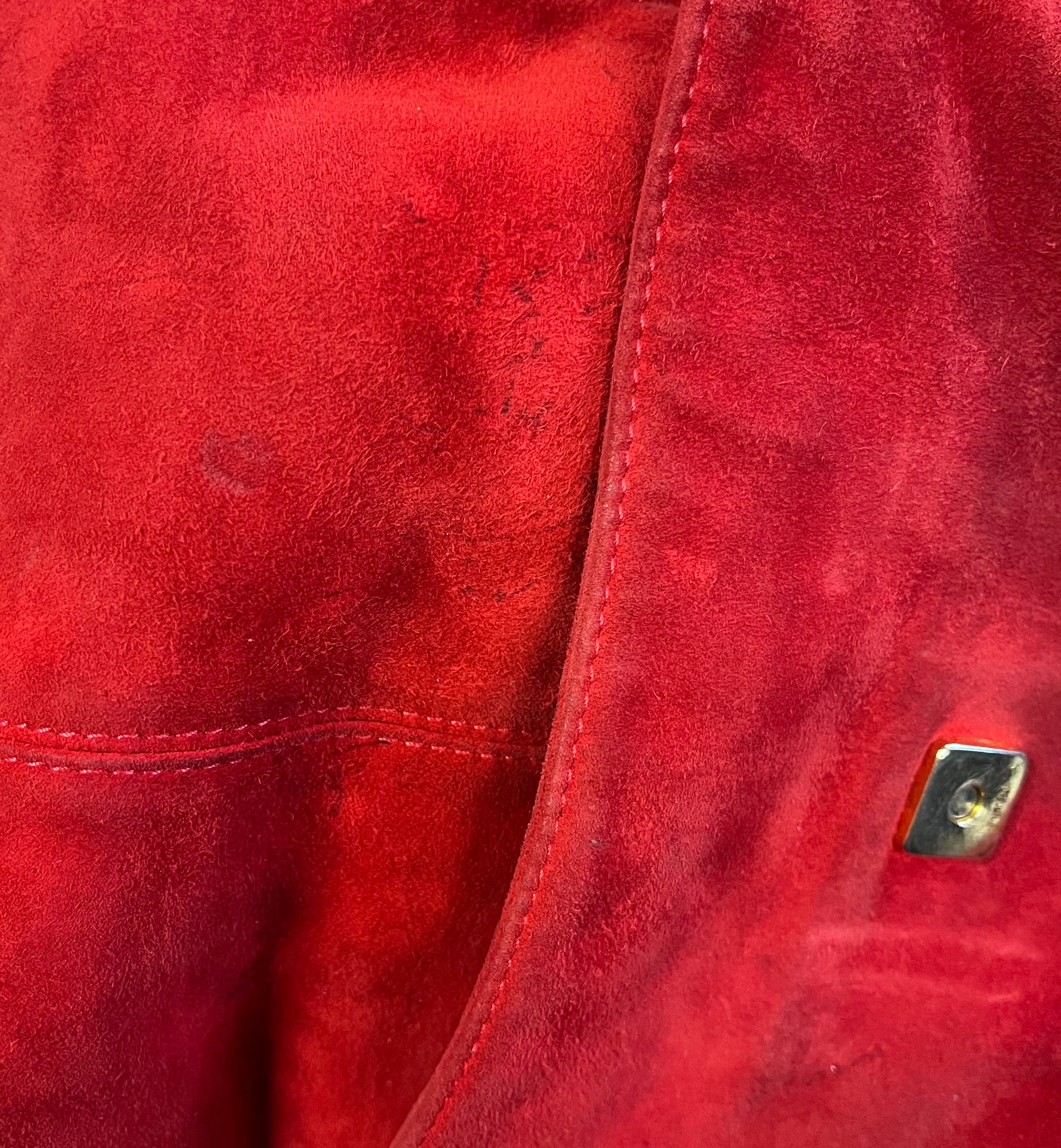 Fendi Baguette Leather, Red, Suede, Shoulder Bag