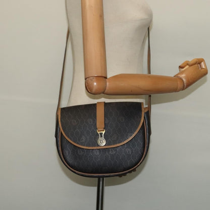 Christian Dior Vintage Honeycomb Flap Canvas and Leather, Black, Canvas, Shoulder Bag