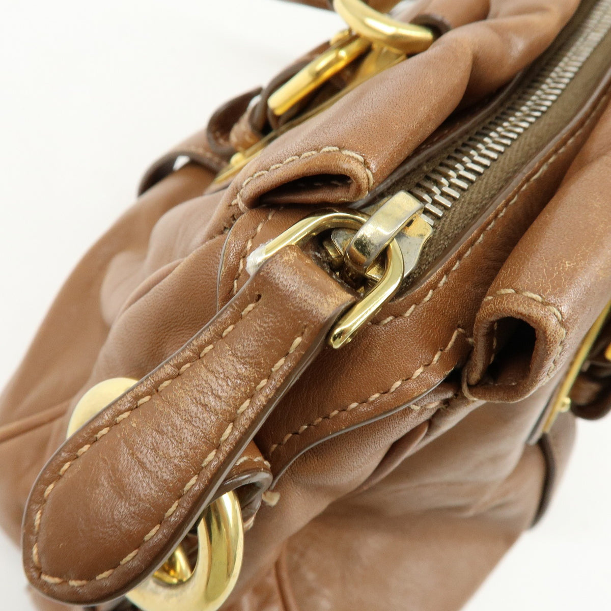 Prada Convertible Belted Satchel Soft Calf, Brown, Leather, Handbag