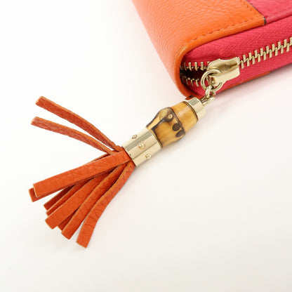 Gucci Bamboo Tassel Zip Leather, Pink, Leather, Wallet