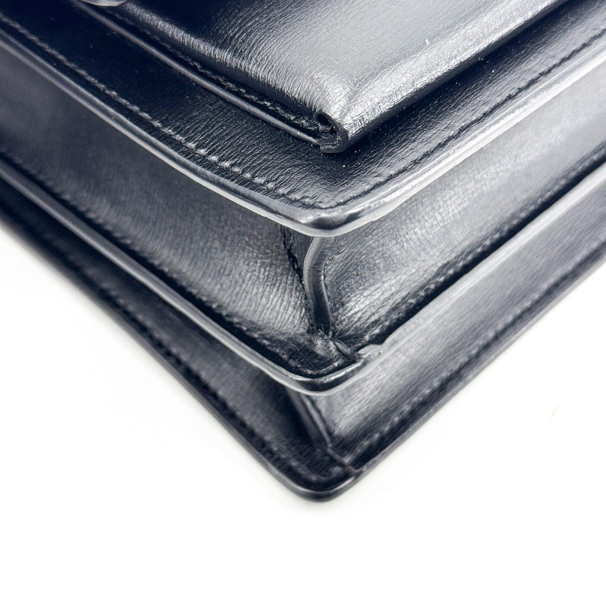 Saint Laurent Sunset Leather, Black, Calfskin, Crossbody Bag
