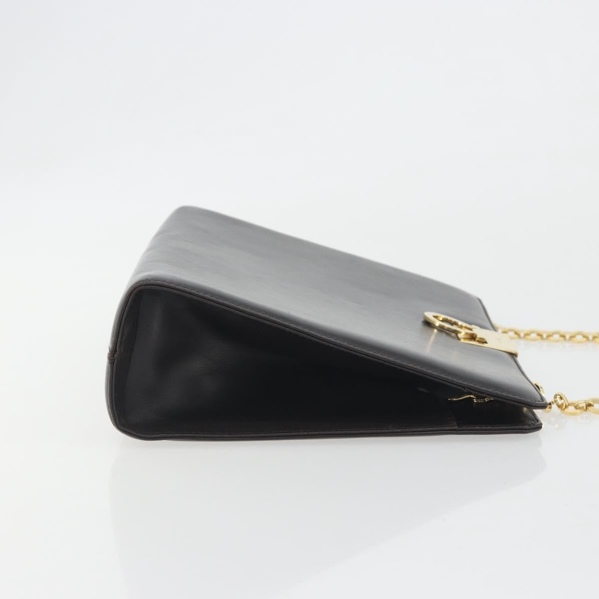 Salvatore Ferragamo Vintage Gancini Chain Leather, Brown, Leather, Shoulder Bag