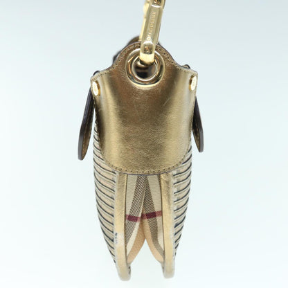 Burberry Lollard Shoulder Bag Haymarket Canvas with Leather, GOLD, LEATHER, Shoulder bag