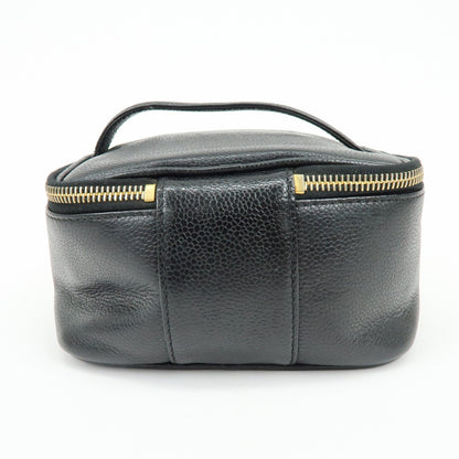 Chanel Vintage Timeless Cosmetic Case Caviar, Black, Leather, Clutch