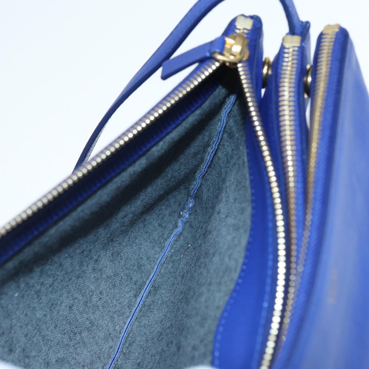 Céline Trio, Blue, Leather, shoulder