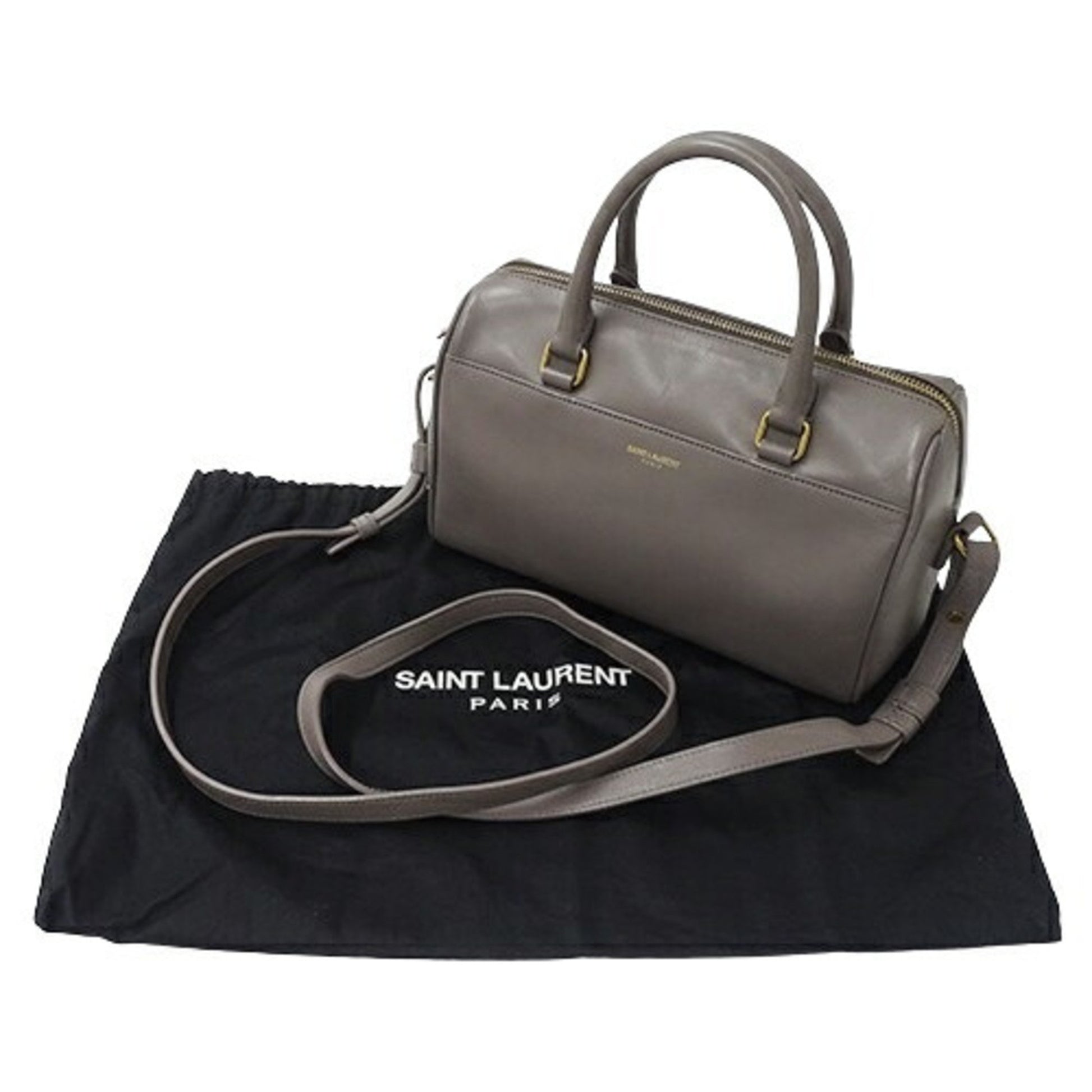 Saint Laurent Duffle, Grey, Leather, shoulder