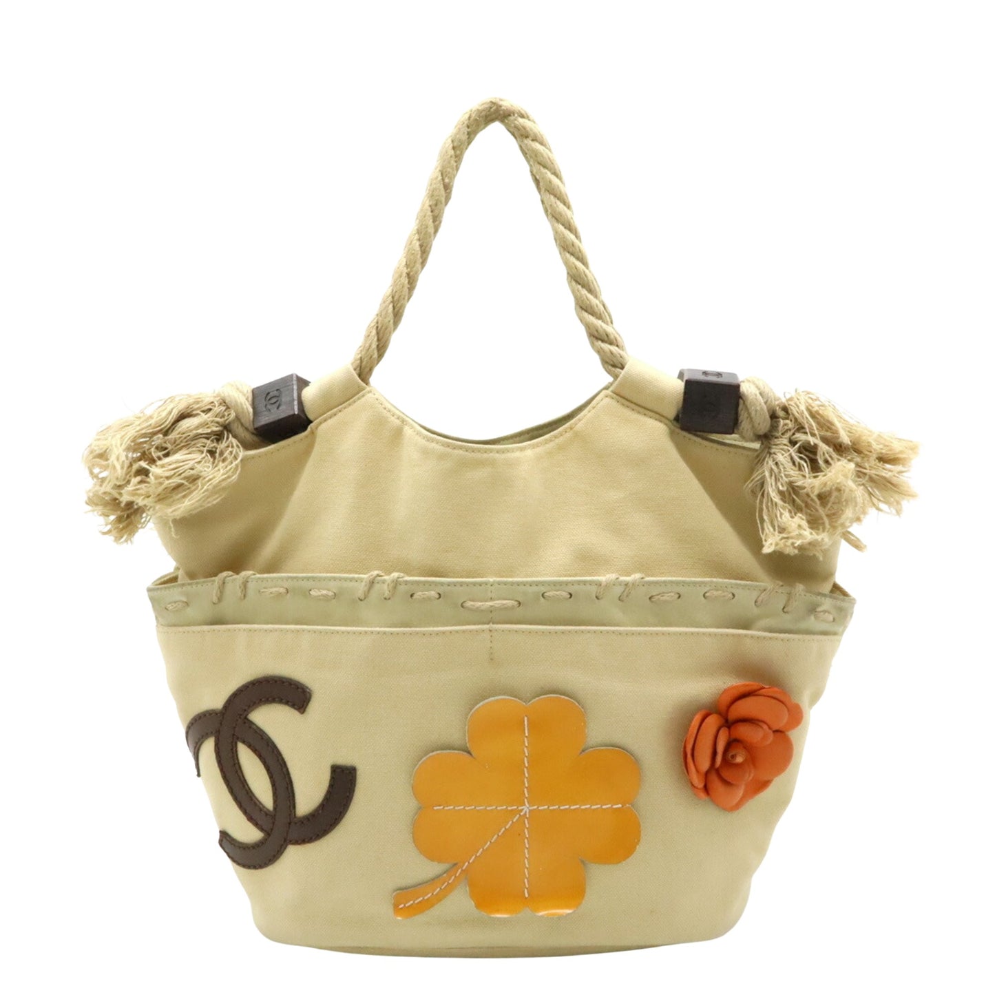 Chanel Clover, Beige, Canvas, tote