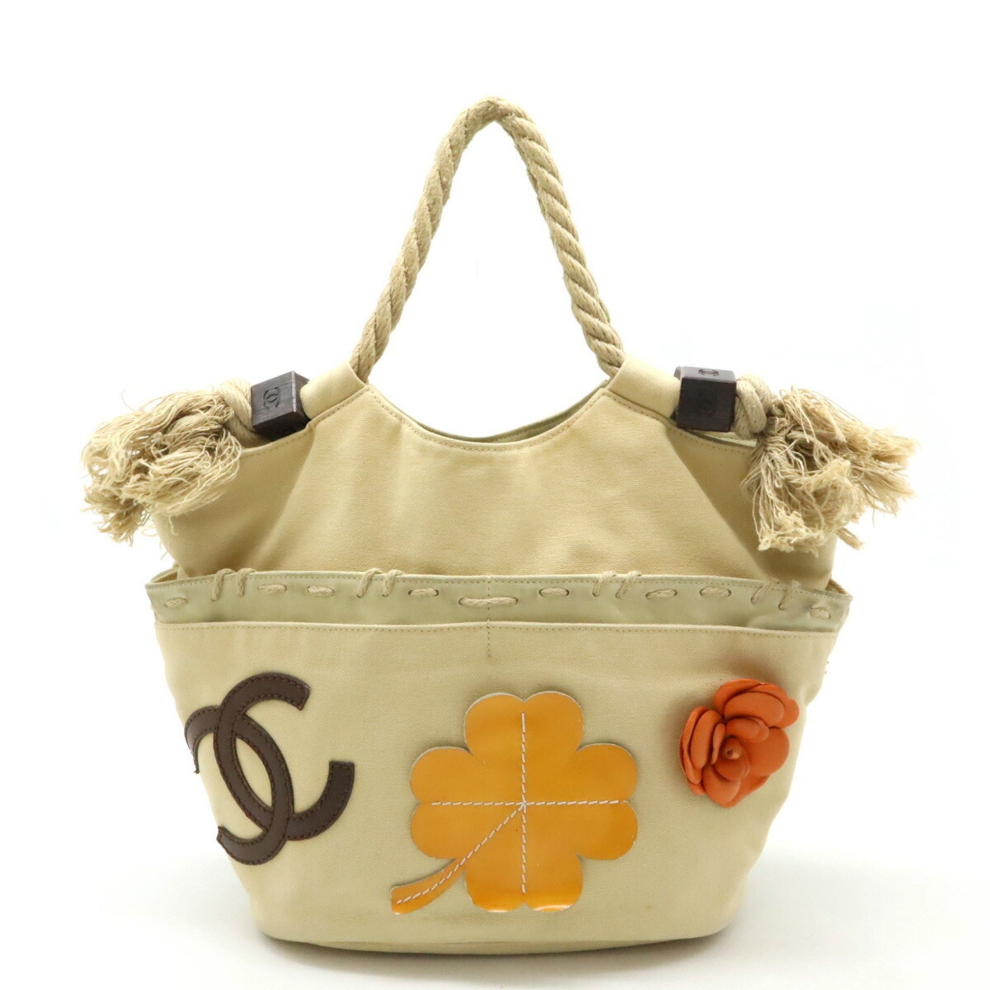 Chanel Clover, Beige, Canvas, tote